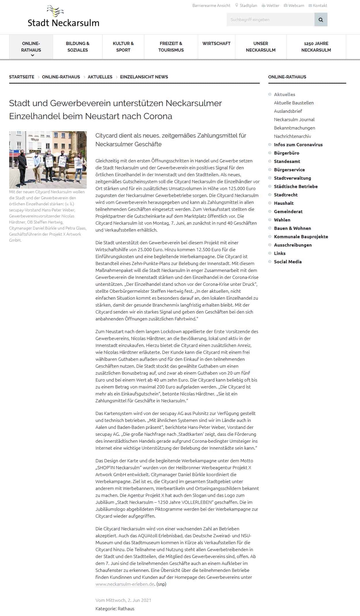 Zeitungsartikel Stadt-Neckarsulm