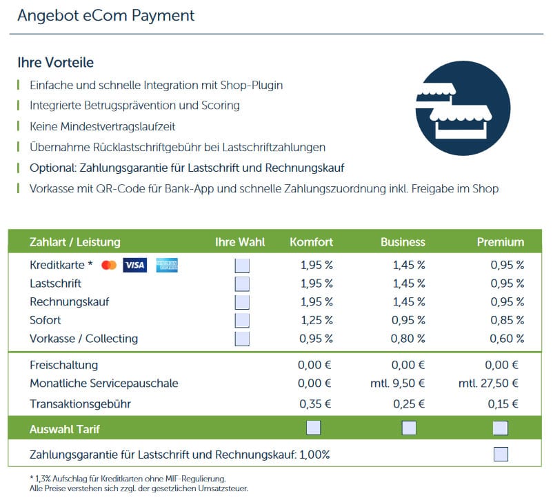 Angebot eCom Payment