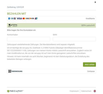Vorgang secupay lastschrift