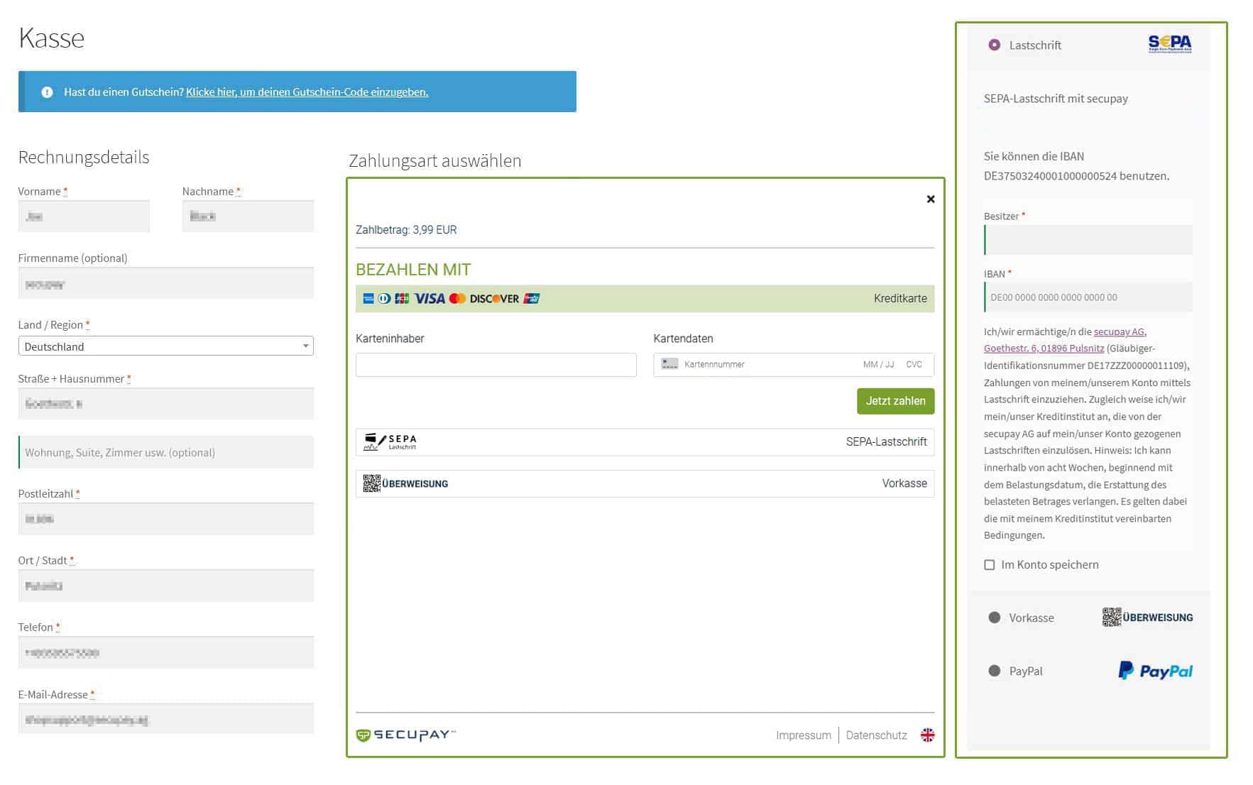 Woocommerce Frontend Zahlungsplugin