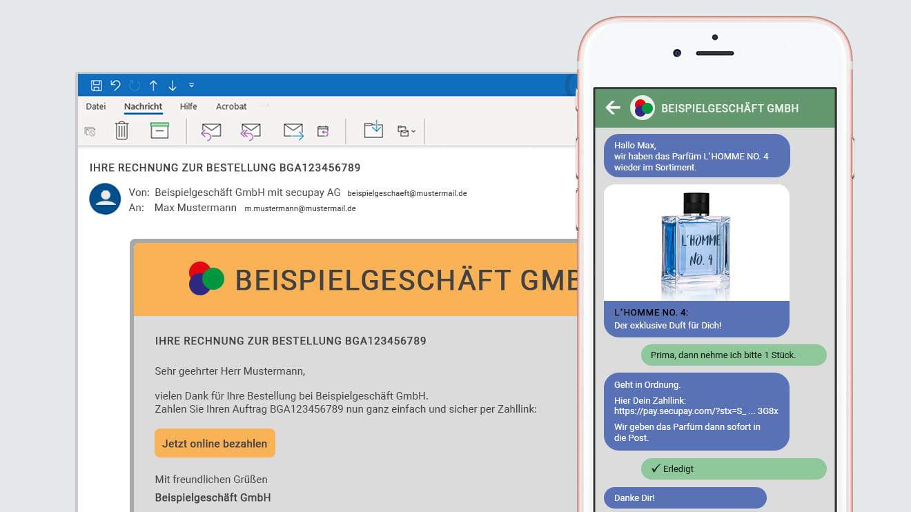 Handydisplay mit Zahlungslink